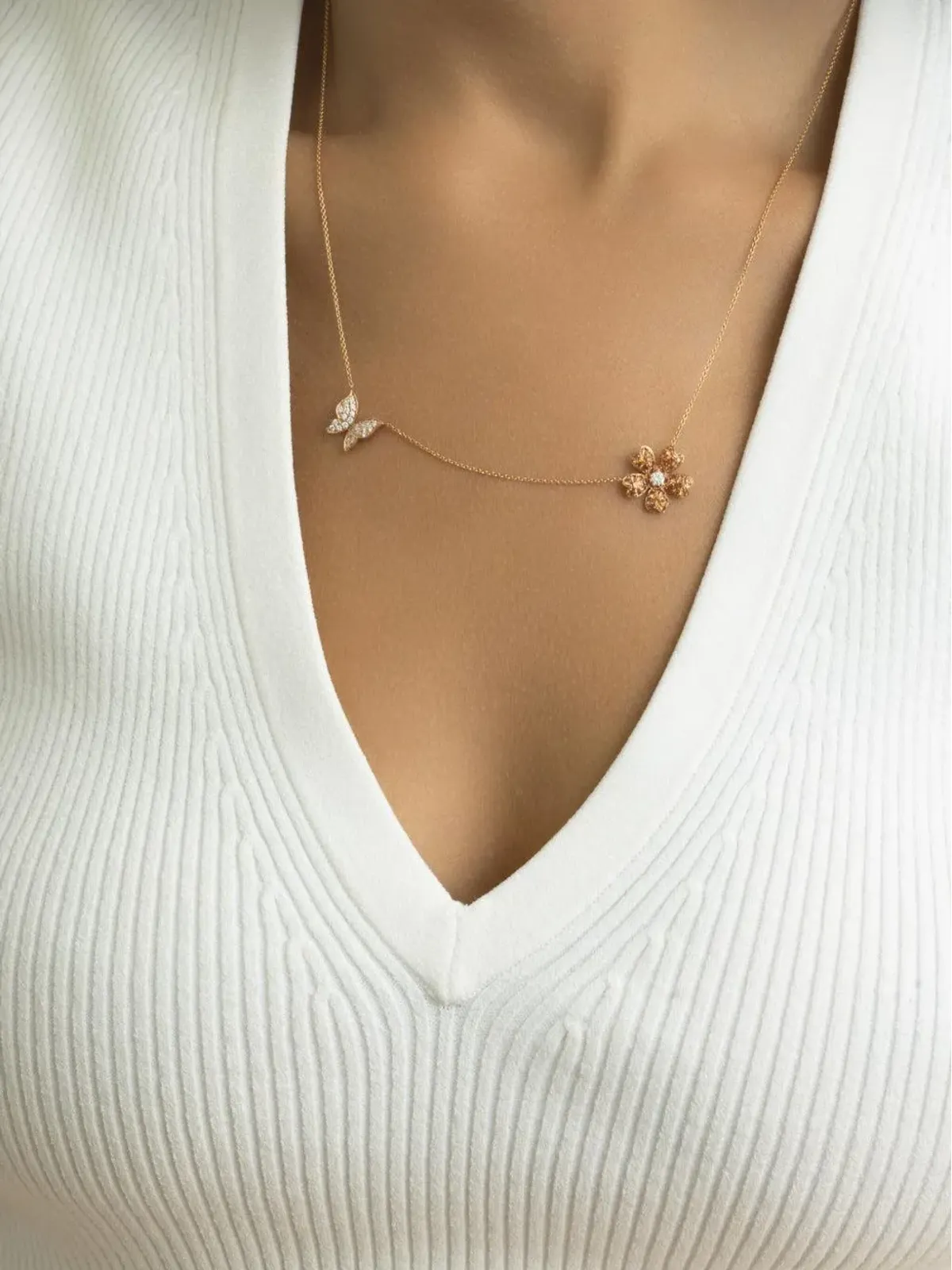Lisa Nik 18K rose gold sapphire charm necklace - 画像2