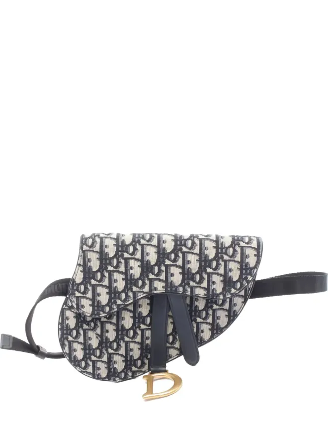 Christian Dior Pre-Owned Christian Dior ビンテージ 2010年代 オブリーク サドル ベルトバッグ ブルーの商品画像