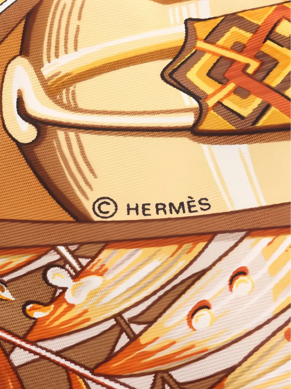 Hermès ビンテージ Au Son Du Tam Tam シルクスカーフ - ブラウン - 画像3