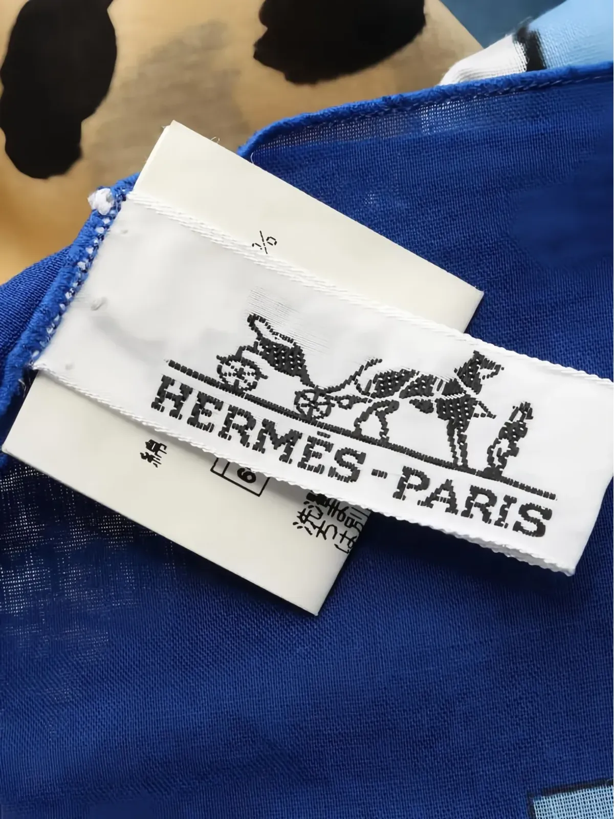Hermès ビンテージ レオパード柄 コットン スカーフ - ブルー - 画像4