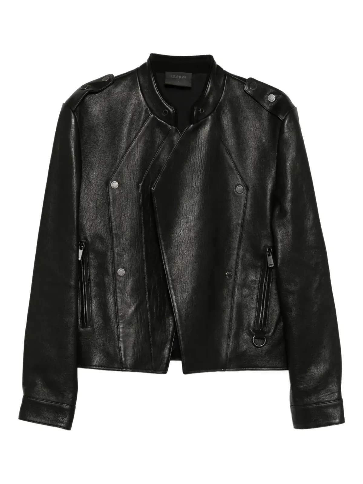 TEAM WANG design ロゴパッチ入りレザージャケット - 画像1