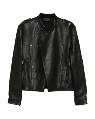 TEAM WANG design ロゴパッチ入りレザージャケット - サムネイル1