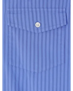 J.PRESS striped pocket shirt - Blue - サムネイル4