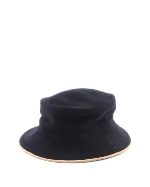 ビンテージ Hermès Pre-Owned 2000年代 カシミヤ/カーフレザーのバケットハット ブルー - サムネイル2