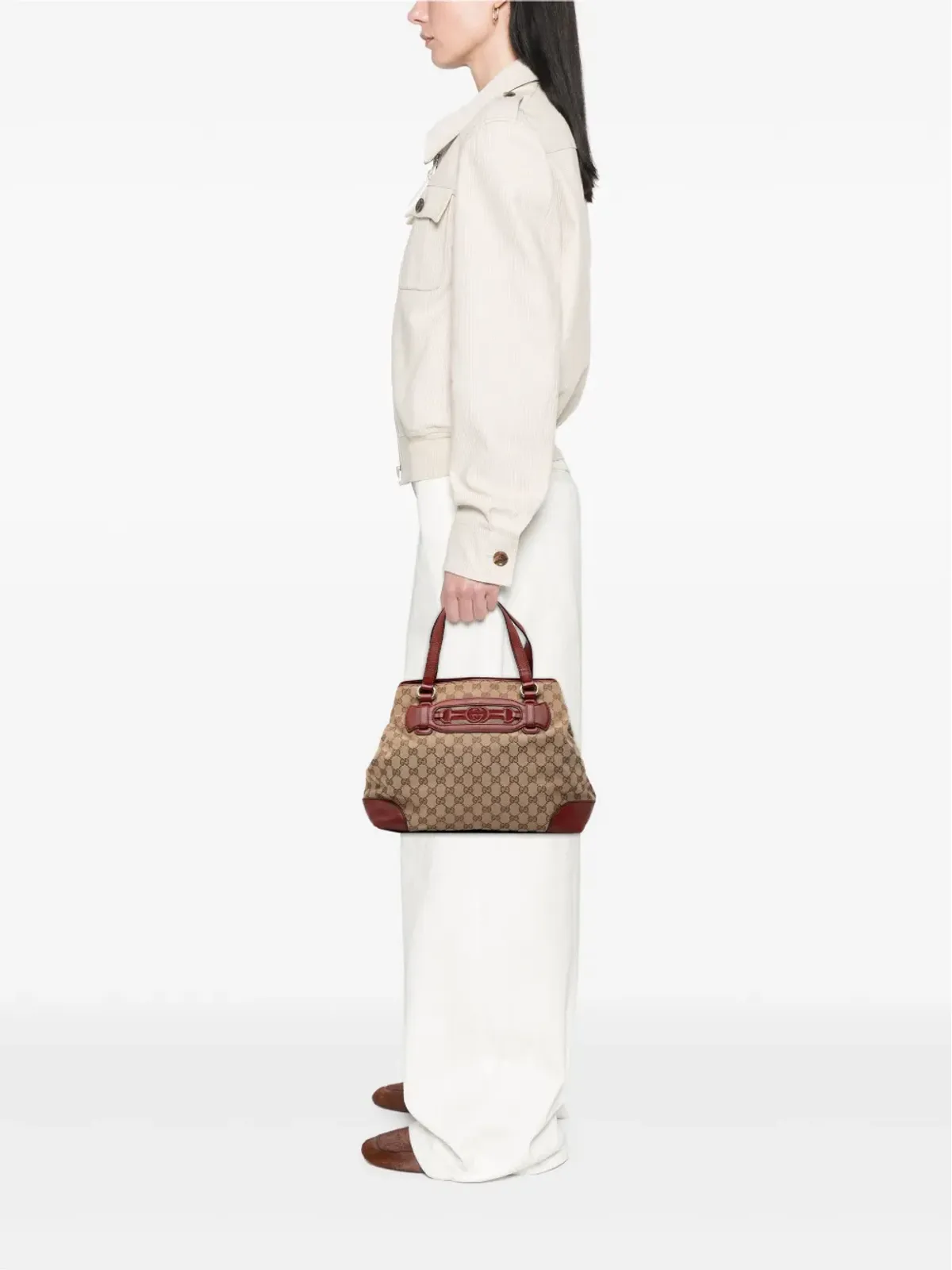 Gucci ビンテージ 2000-2015 ミディアム GGキャンバス ウェブ Dressage トートバッグ - ブラウン - 画像2