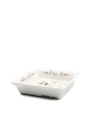 Hermès ビンテージ 2000年代 書道風正方形ミニ装飾トレイ（8cm×8cm） - ホワイト - サムネイル4
