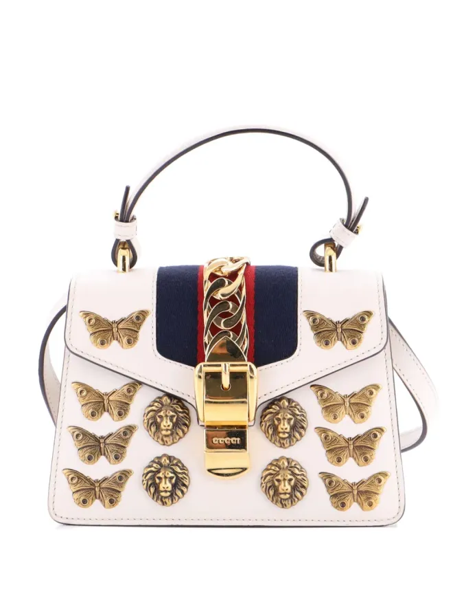 Gucci Pre-Owned Gucci Pre-Owned 2015-2020 シルヴィー トップハンドルバッグ エンベリッシュドレザー ミニショルダーバッグ - ニュートラルカラーの商品画像