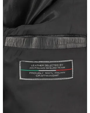 Vintage ブラックのスタッズ付きジップファスナー バイカージャケット - サムネイル5