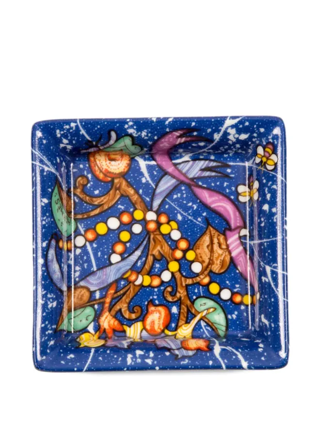 Hermès Pre-Owned Hermès ビンテージ 1980年代 陶器製ミニ正方形デコラティブトレイ（8cm×8cm）- ブルーの商品画像