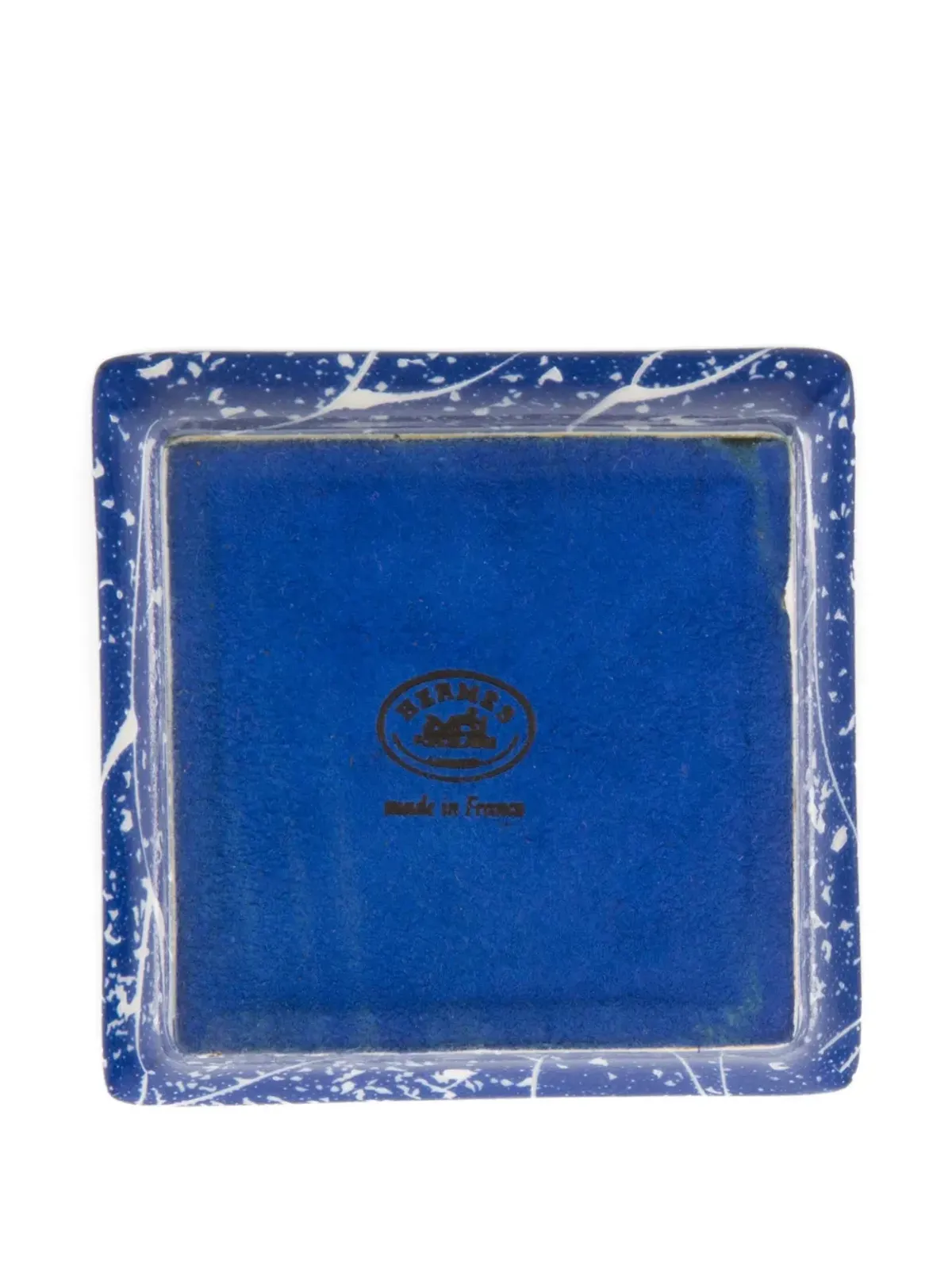 Hermès ビンテージ 1980年代 陶器製ミニ正方形デコラティブトレイ（8cm×8cm）- ブルー - 画像2