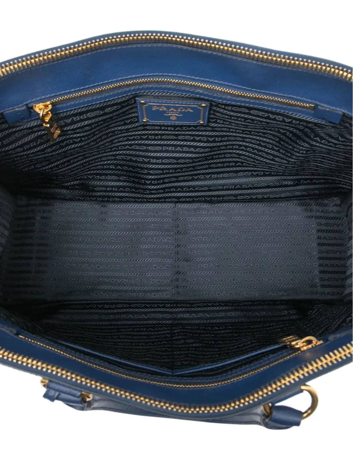 Prada ビンテージ サフィアーノ ダブルジップ オープン コンバーチブル トート サッチェル - 画像5