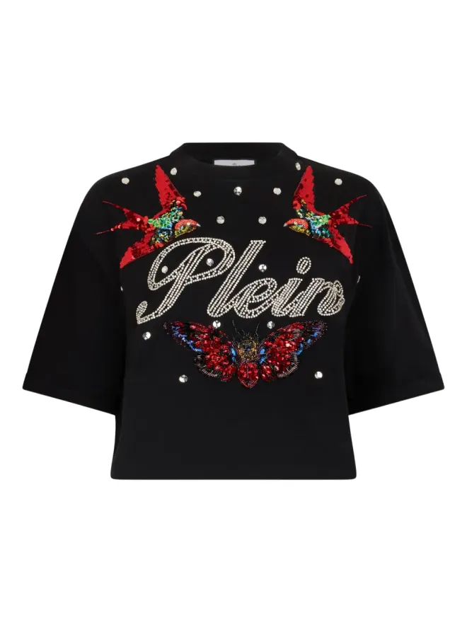 Philipp Plein Philipp Plein クルーネック クロップドTシャツの商品画像