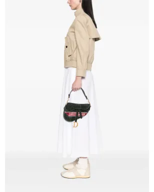 ビンテージ Christian Dior ベルベット地 クロコダイル風 エンボス サドルバッグ - サムネイル2