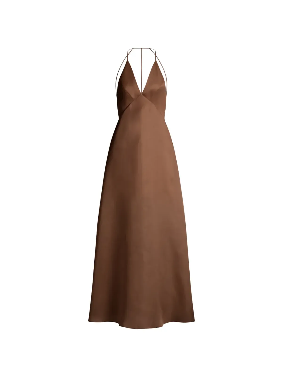 Alberta Ferretti アルベルタ フェレッティ Vネック・オープンバック・マキシドレス ブラウン - 画像1