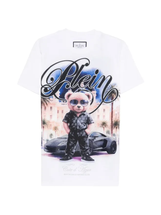 Philipp Plein Philipp Plein teddy-print crew-neck T-shirt - Whiteの商品画像