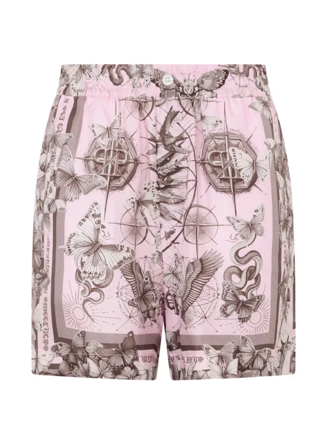 Philipp Plein Philipp Plein 蝶柄ショートパンツ ピンクの商品画像