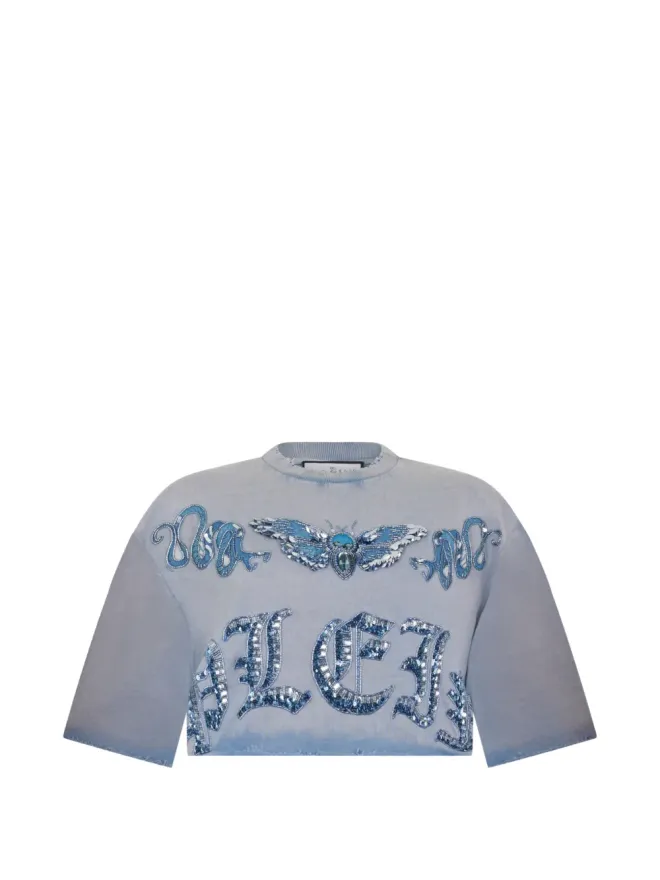 Philipp Plein Philipp Plein 蝶モチーフ クロップドTシャツの商品画像