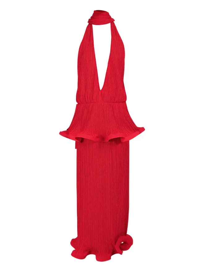 Rowen Rose Rowen Rose プリーツ入りの深いネックライン ドレスの商品画像