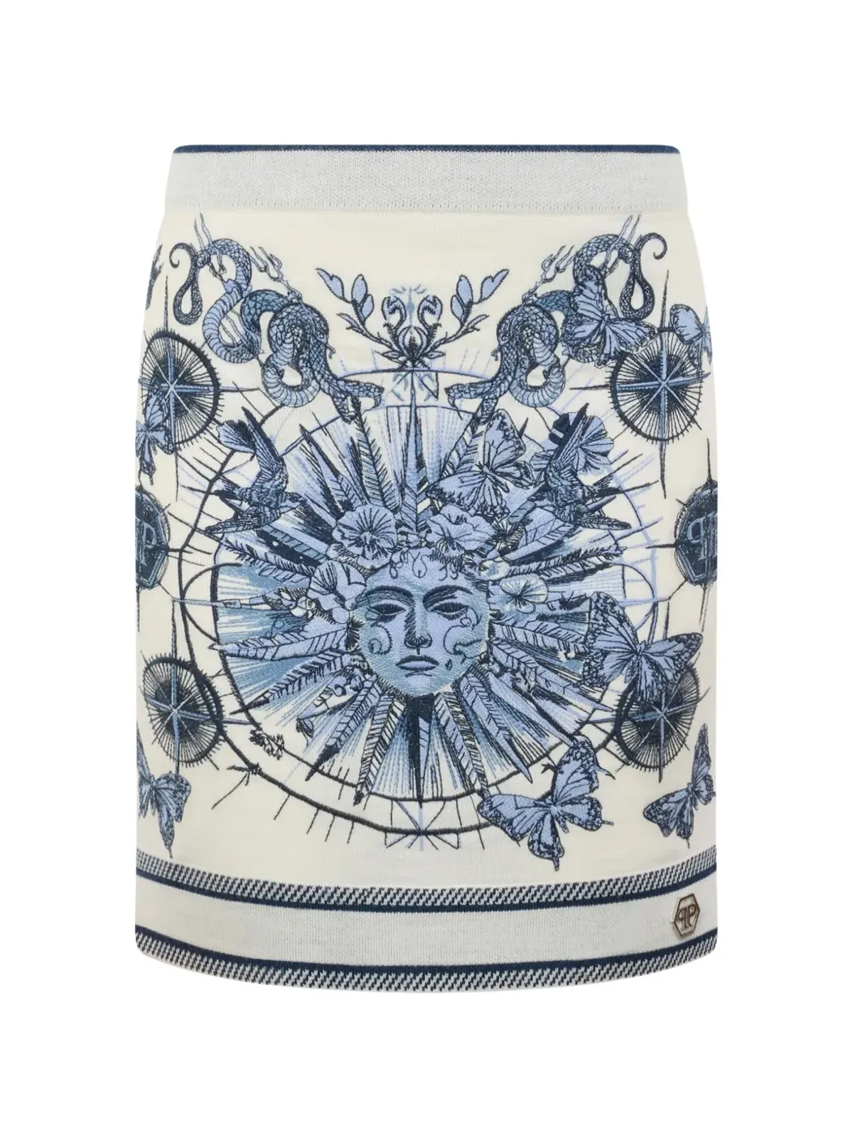 Philipp Plein 蝶柄プリントニットスカート - 画像1