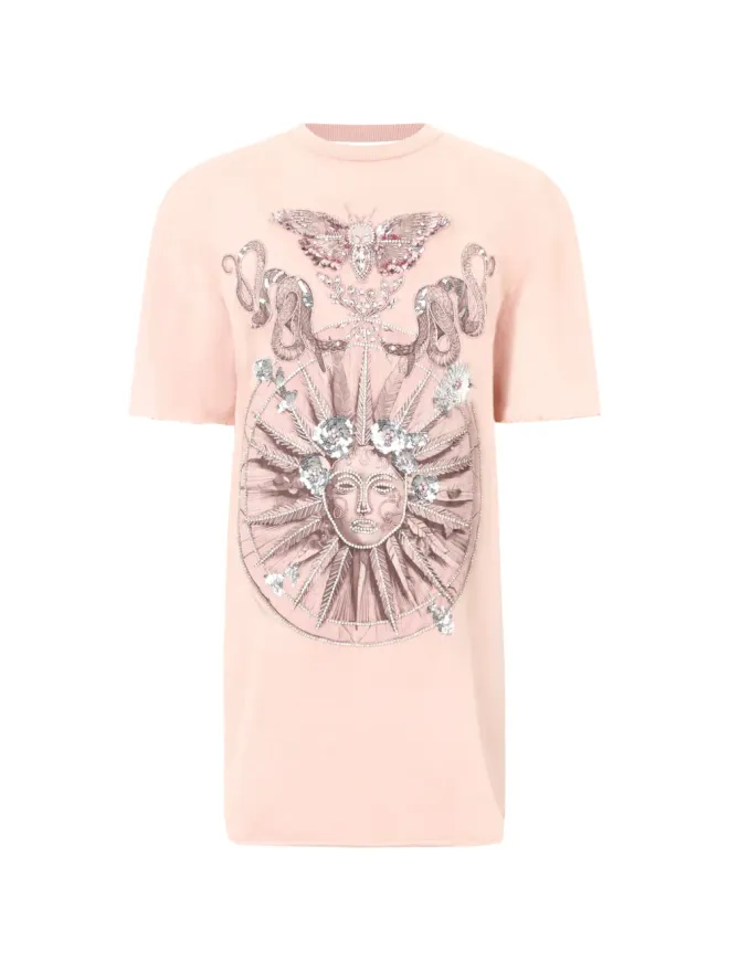 Philipp Plein Philipp Plein 開き背中蝶モチーフ・タトゥー柄ミニドレス - ピンクの商品画像