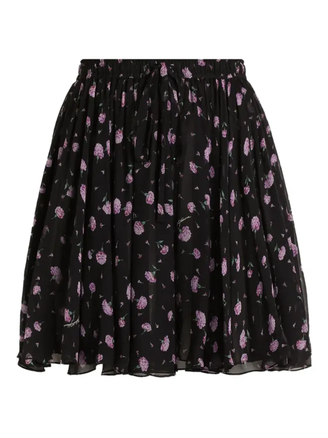 Dolce & Gabbana Dolce & Gabbana 花柄ドローストリングミニスカート - ブラックの商品画像