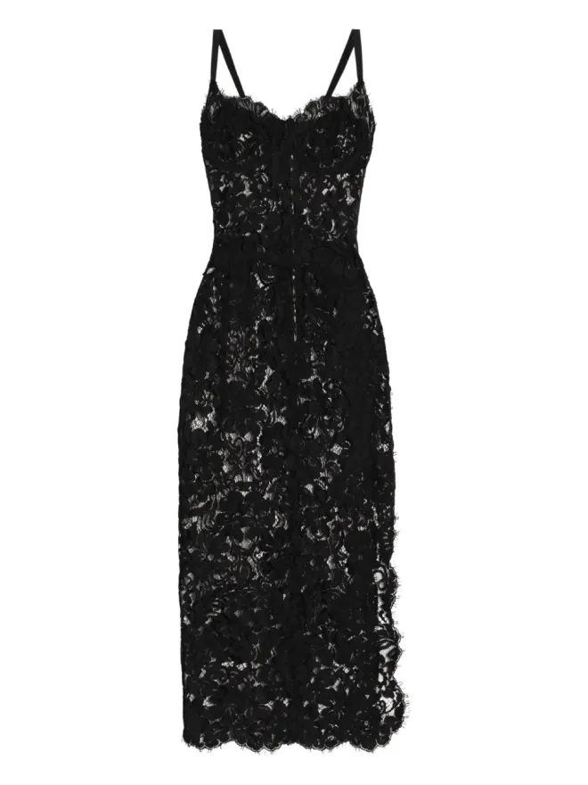 Dolce & Gabbana Dolce & Gabbana レーススリットミディドレス - ブラックの商品画像