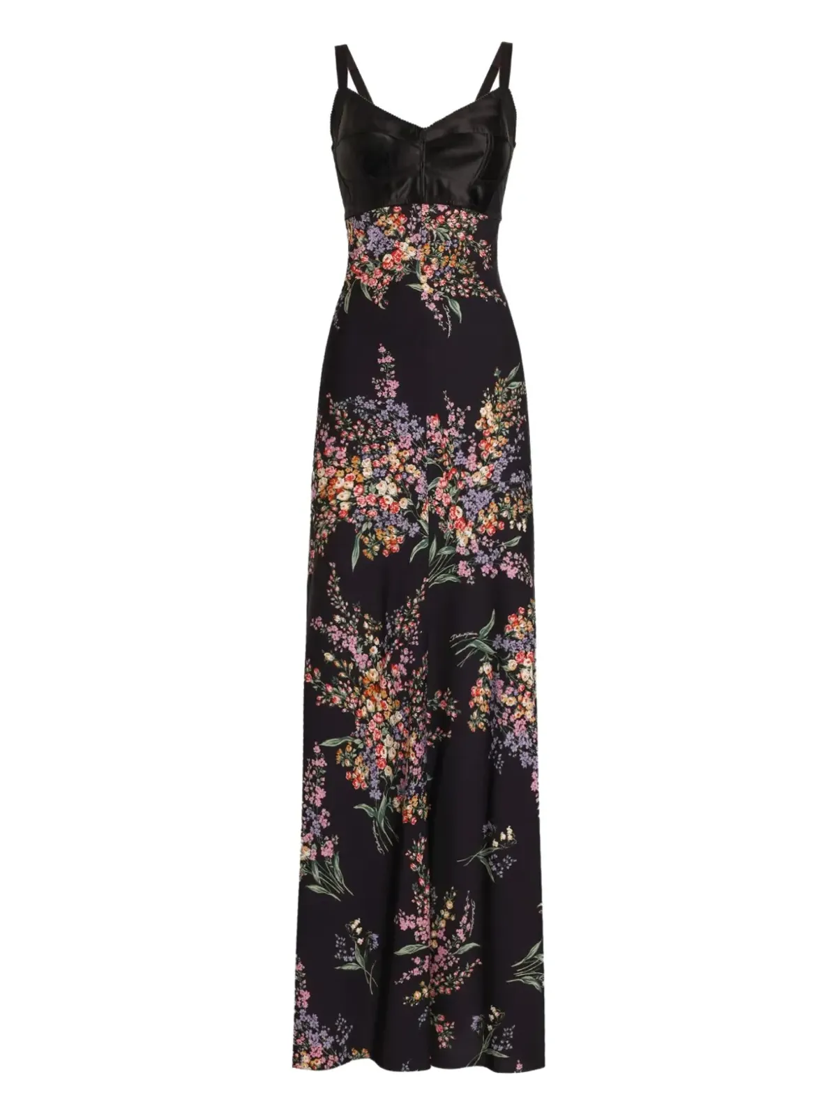 Dolce & Gabbana 花柄マキシドレス（ブラック） - 画像1