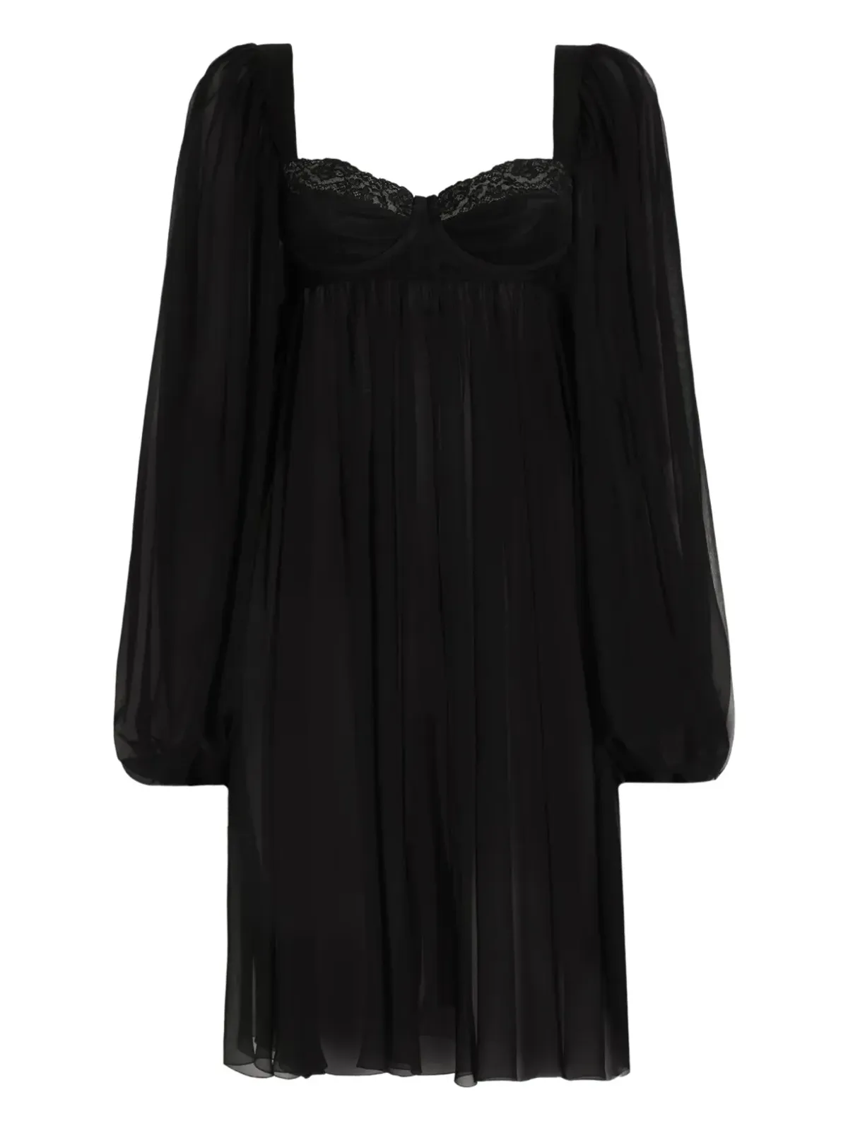 Dolce & Gabbana レース バルーンスリーブ ミニドレス - 画像1