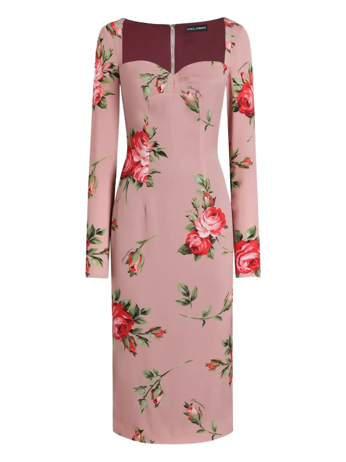 Dolce & Gabbana ロングスリーブ花柄プリント ミディドレス - 画像1