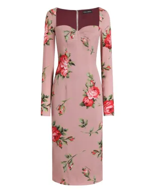 Dolce & Gabbana ロングスリーブ花柄プリント ミディドレス - サムネイル1