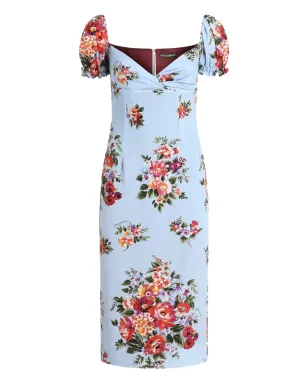 Dolce & Gabbana 花柄プリント パフスリーブ ミディドレス - サムネイル1