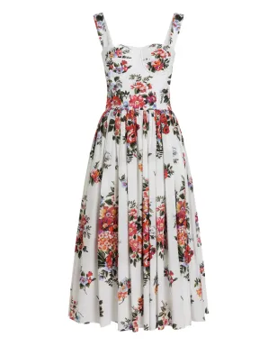 Dolce & Gabbana 花柄ブーケプリント ミディドレス - White - サムネイル1