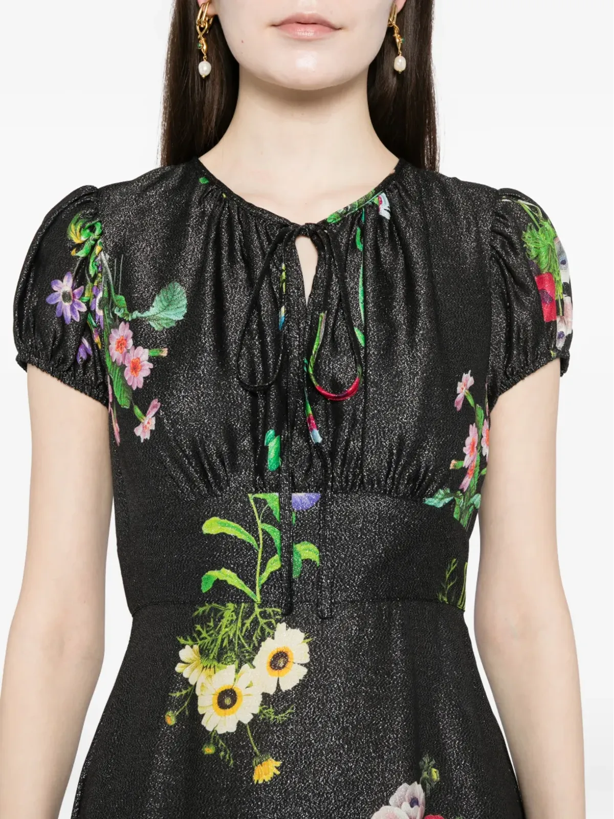 Cynthia Rowley フローラルプリント ラメ入り ミディドレス - 画像5