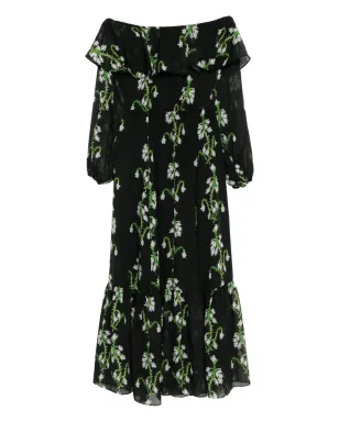 Cynthia Rowley オフショルダー シルク マキシドレス ブラック - サムネイル1