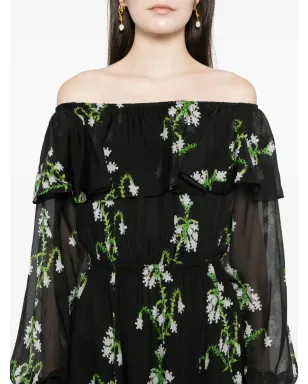 Cynthia Rowley オフショルダー シルク マキシドレス ブラック - サムネイル5