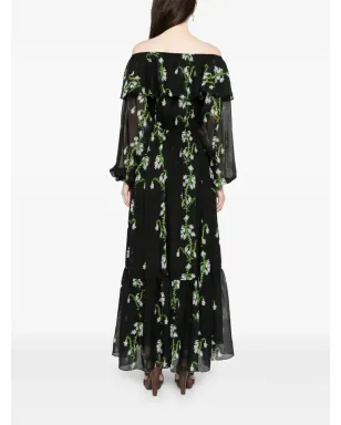 Cynthia Rowley オフショルダー シルク マキシドレス ブラック - サムネイル4