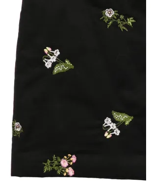Cynthia Rowley 花柄刺繍ミニスカート - ブラック - サムネイル3