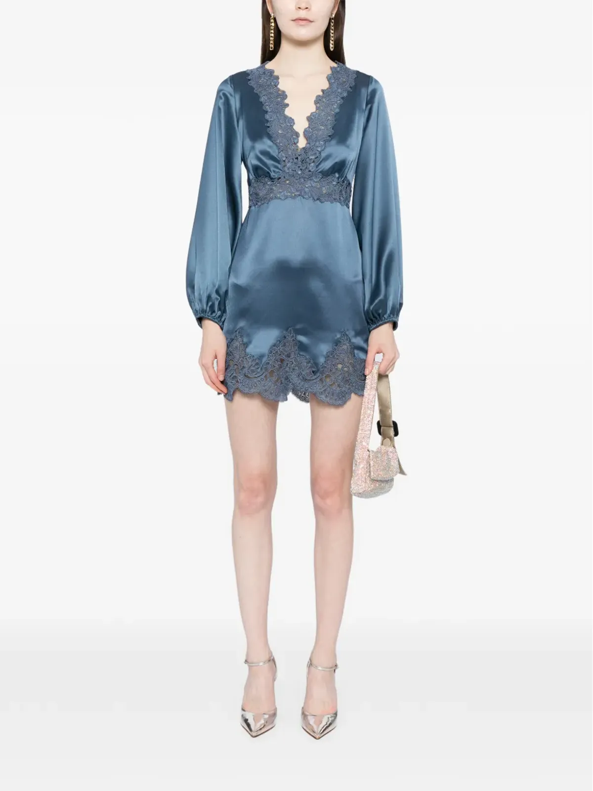Cynthia Rowley サテンレースミニドレス - 画像2