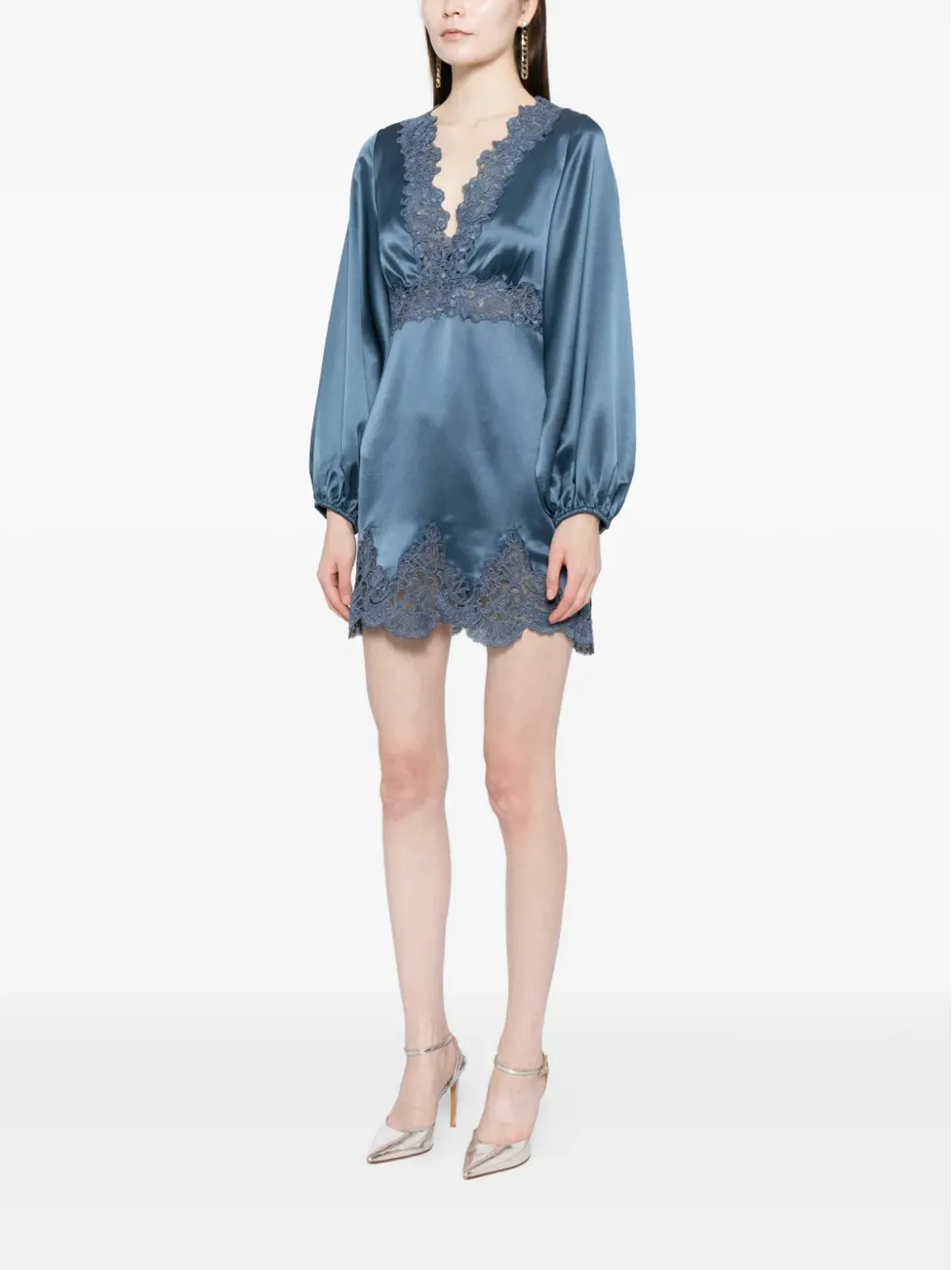 Cynthia Rowley サテンレースミニドレス - 画像3