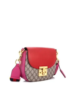 Gucci ビンテージ パドロックサドルショルダーバッグ GGコーティッドキャンバスとレザー ミディアム クロスボディバッグ - レッド - サムネイル3