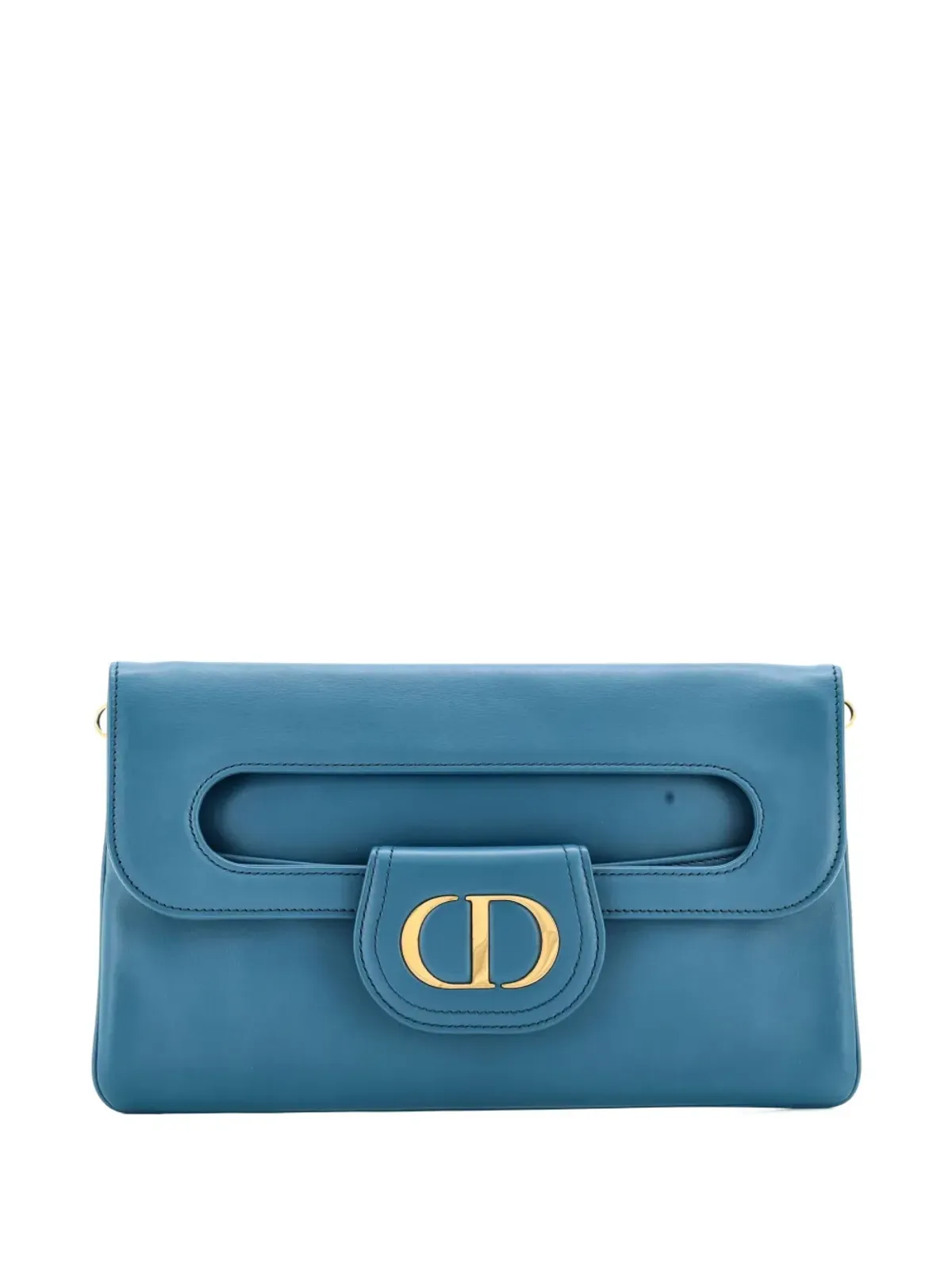 Christian Dior ビンテージ ダブルチェーンバッグ レザー ミディアムショルダーバッグ - ブルー - 画像1