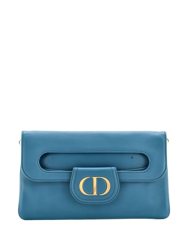 Christian Dior Pre-Owned Christian Dior ビンテージ ダブルチェーンバッグ レザー ミディアムショルダーバッグ - ブルーの商品画像