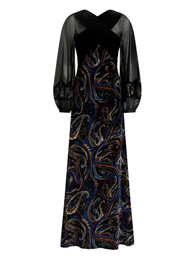 ETRO ETRO ワイドパフスリーブのマキシドレス - ブラックの商品画像
