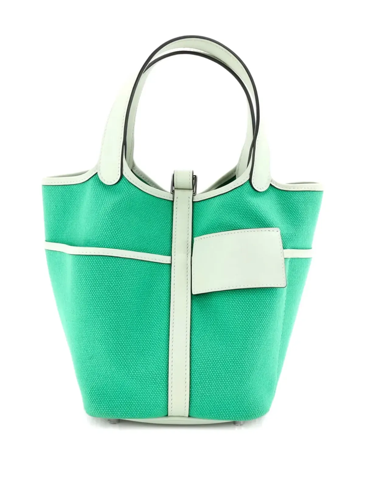 Hermès ビンテージ カーゴ ピコタン ロック バッグ キャンバス地とスイフトPM バケットバッグ - グリーン - 画像2