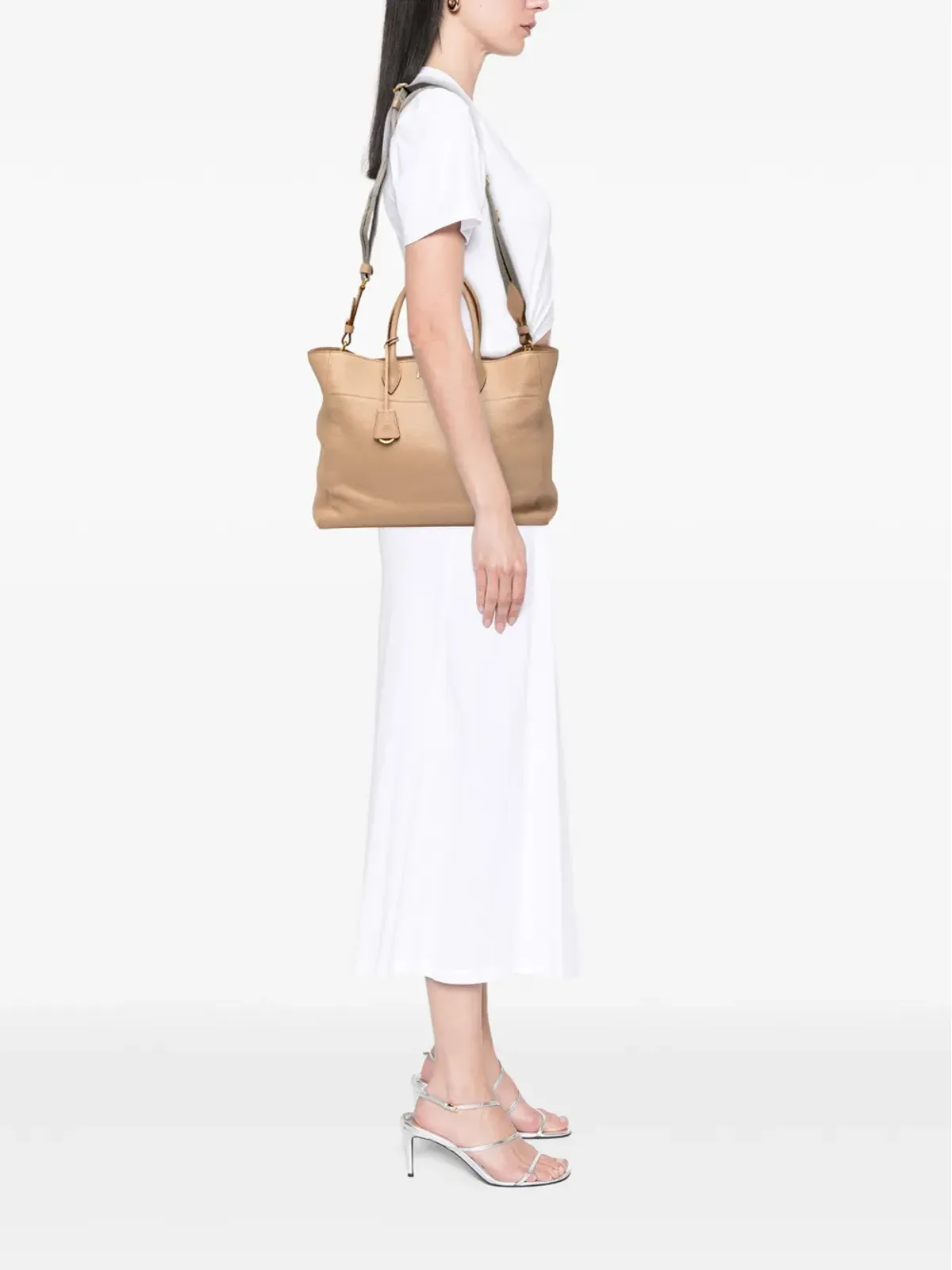 Prada ビンテージ Vitello Phenix オープン コンバーチブル トート サッチェル - ブラウン - 画像2