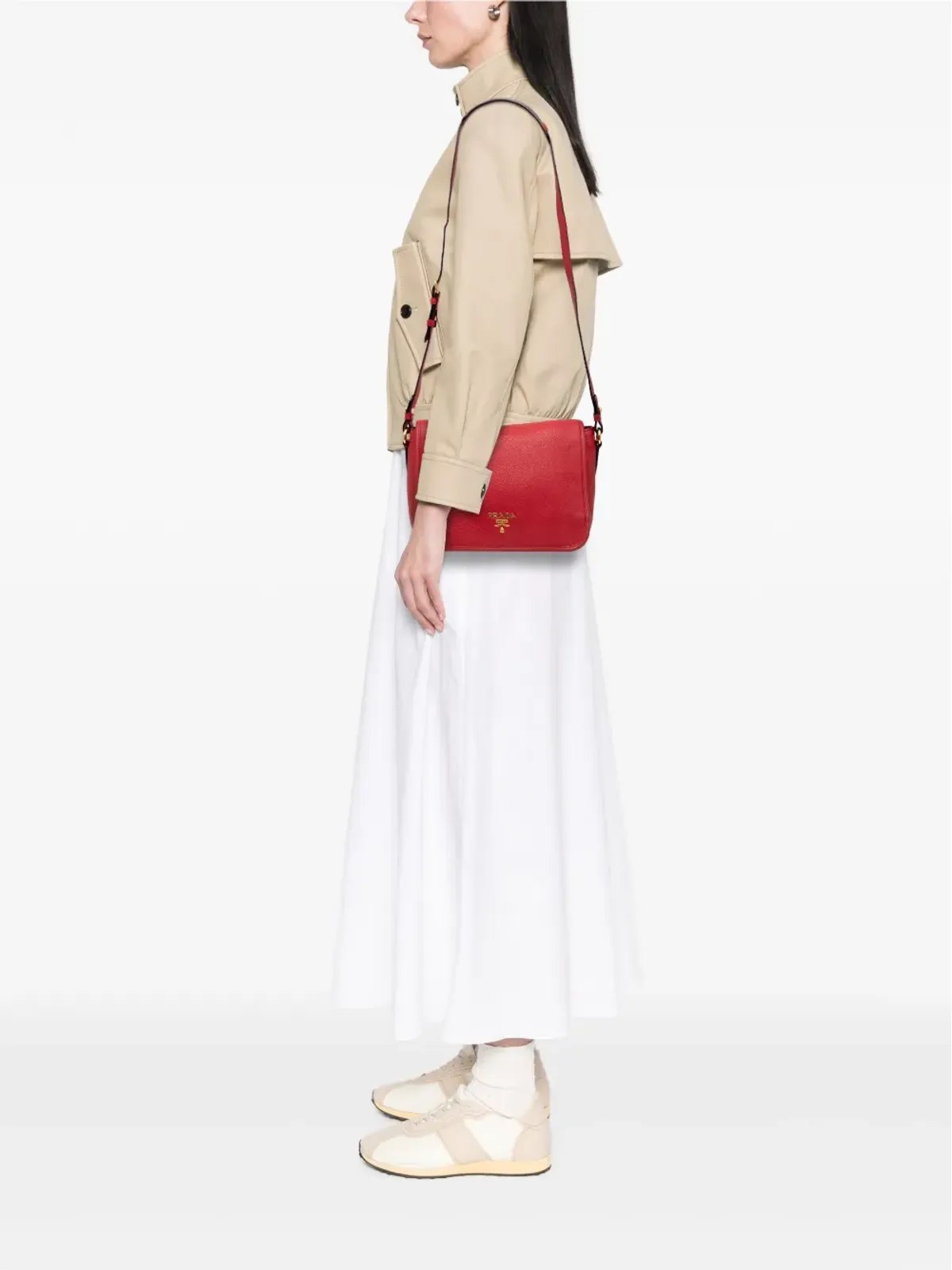 Prada ビンテージ Vitello Phenix フラップ付きクロスボディバッグ - 画像2