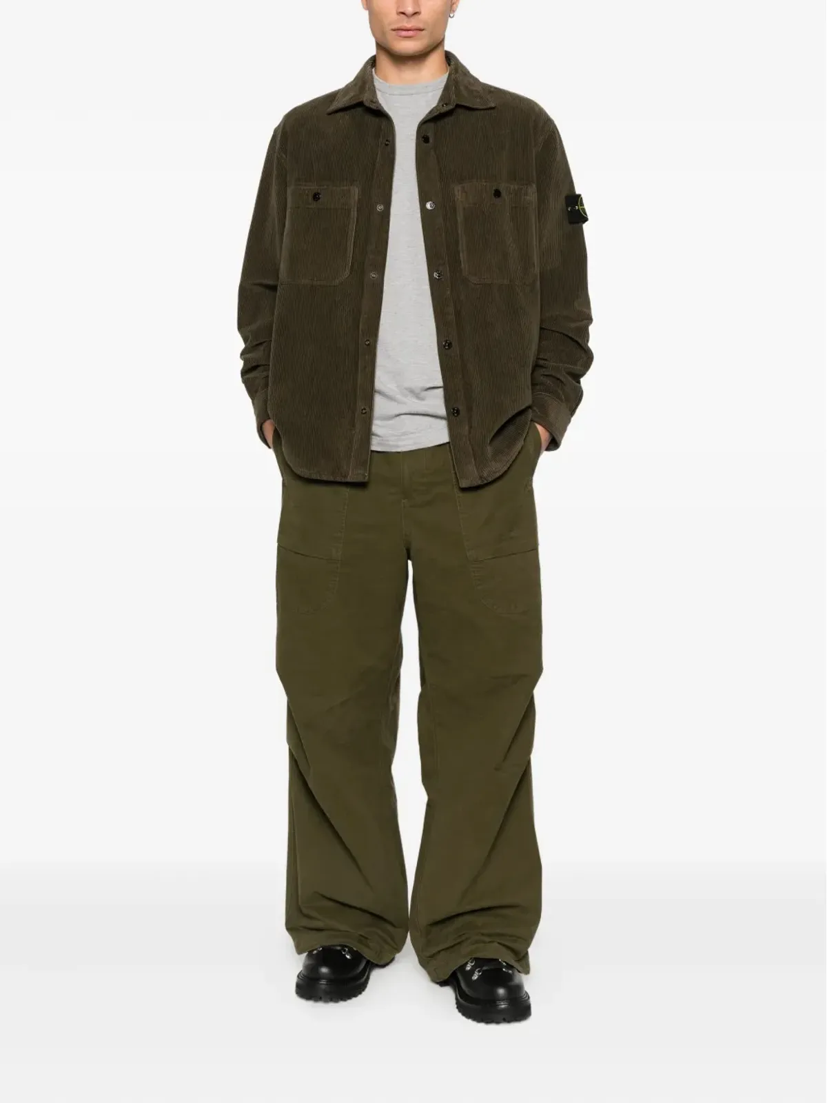Stone Island ボタン留め コーデュロイ シャツジャケット - 画像2