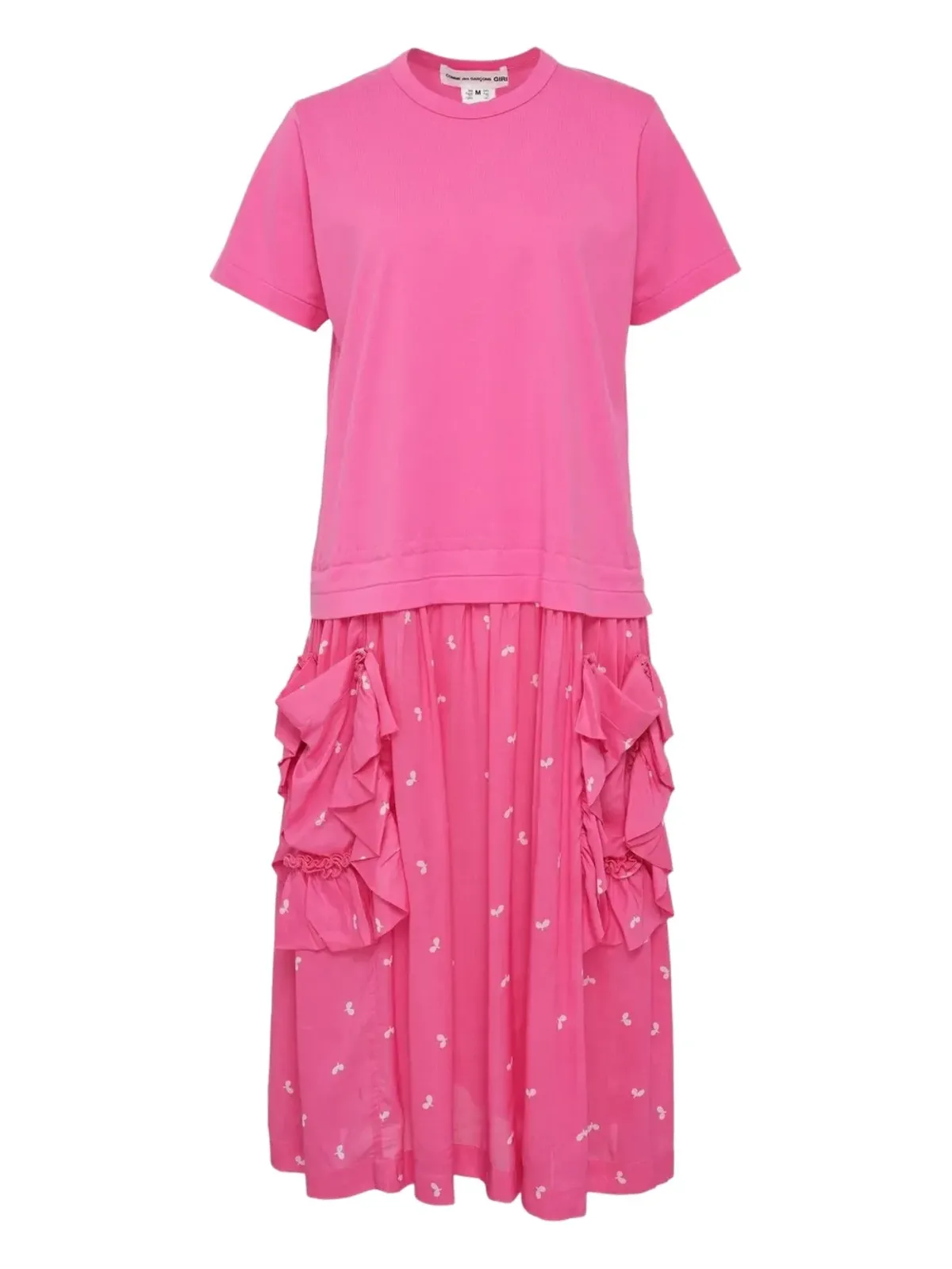 Comme Des Garçons Girl サイドフリル リーフ柄 ミディドレス - 画像1