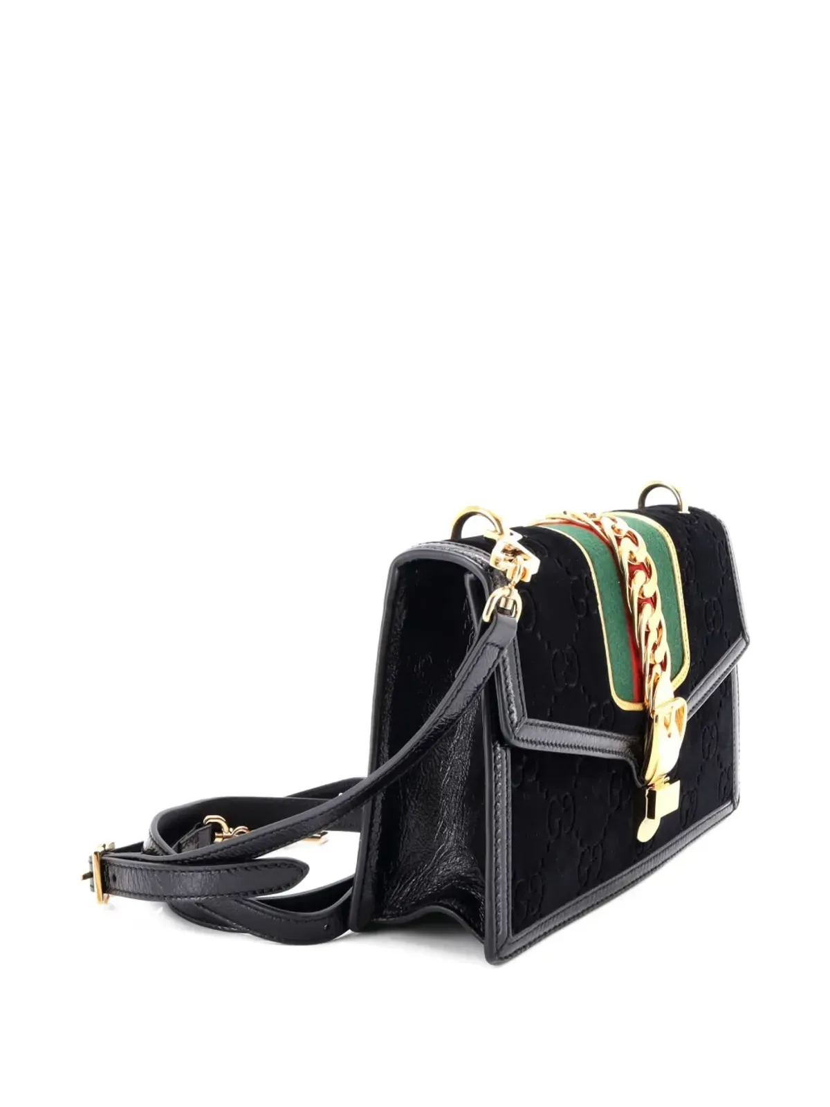 Gucci ビンテージ シルヴィー ショルダーバッグ GGベルベット ミニ クロスボディバッグ - ブラック - 画像3