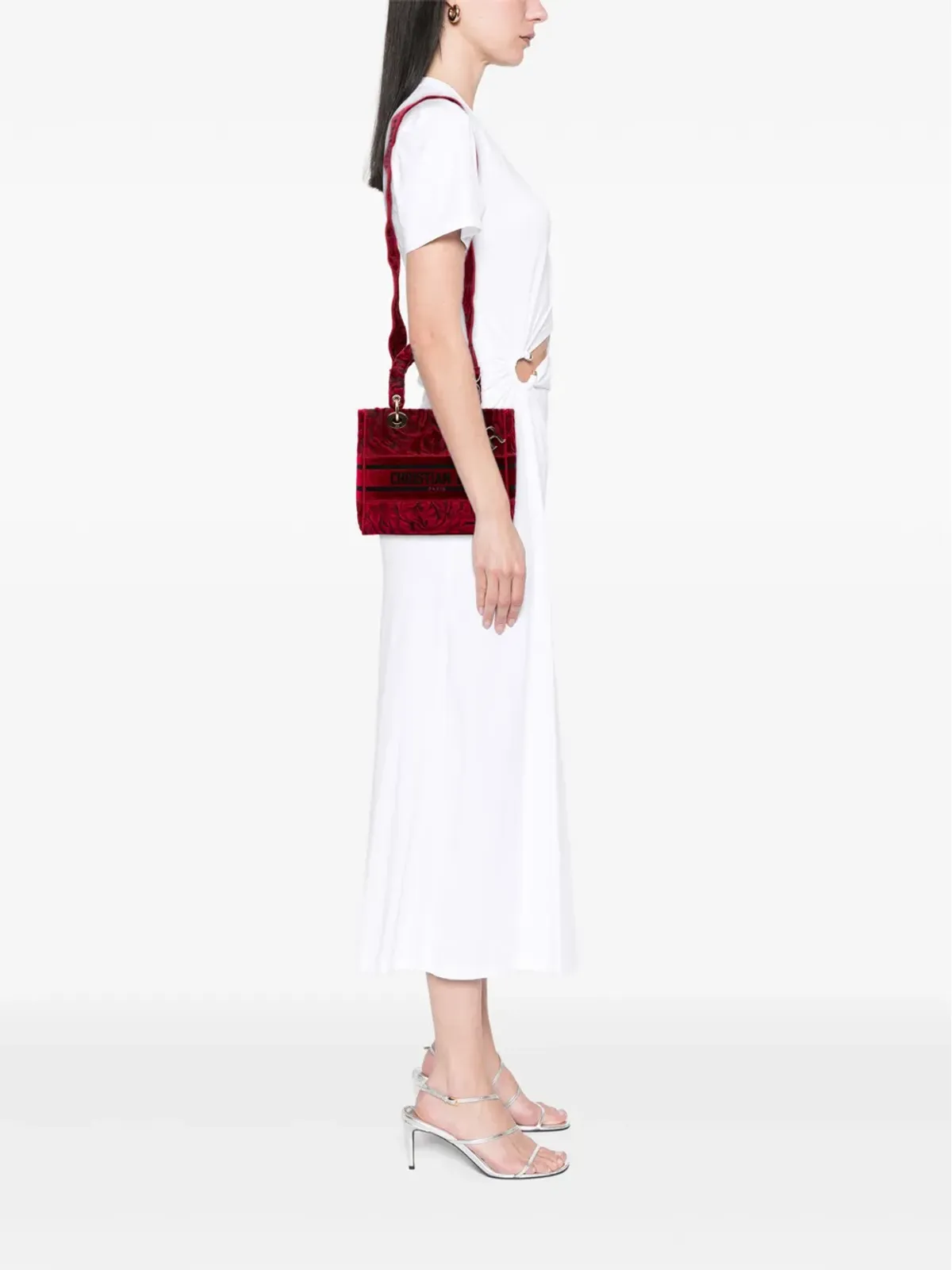 Christian Dior ビンテージ 2021 ミディアム エンブロイダード ベルベット ローズ レディ D ライト サッチェル - 画像2